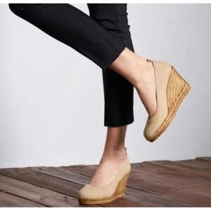 Viscata Barcelona Marquesa Canvas Espadrille Wedge Pump 40 US 9 Beige Echo Spain